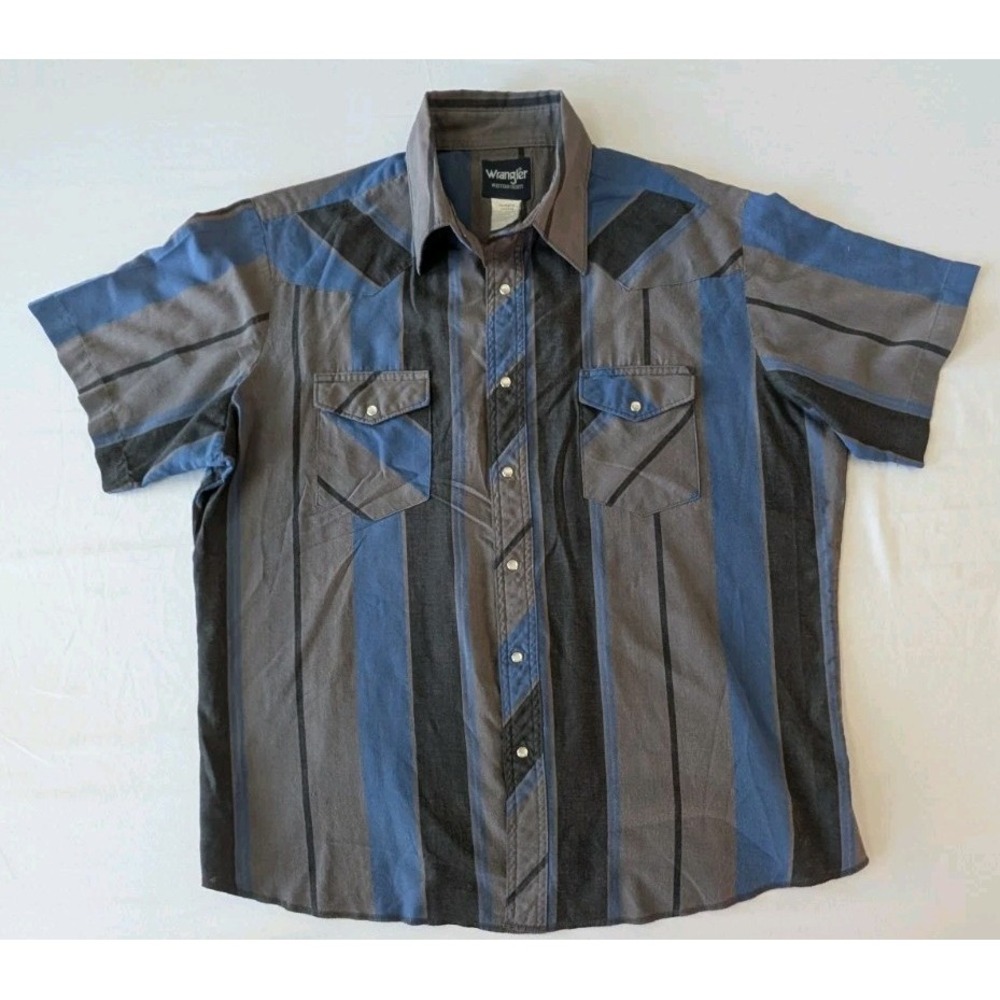 Wrangler Western Shirt Mens XL Pearl Snap Western Striped Cowboy